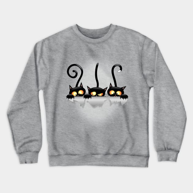 Cats Naughty and Playful Cartoon Characters Crewneck Sweatshirt by BluedarkArt